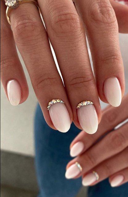 Reverse French Manicure Blue