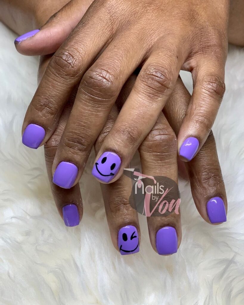 Purple Design Nails