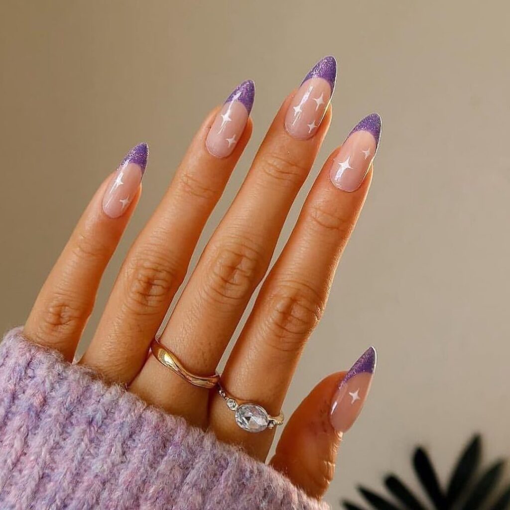 Coffin Purple Nail Designs