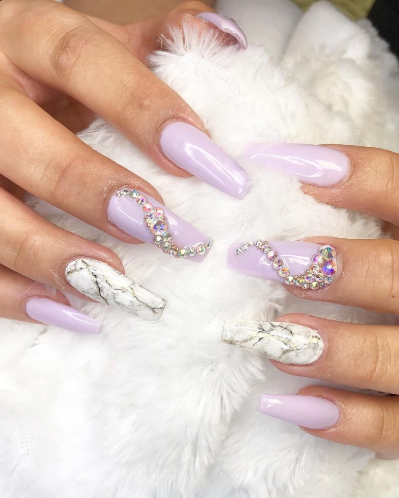 Coffin Purple Nail Designs