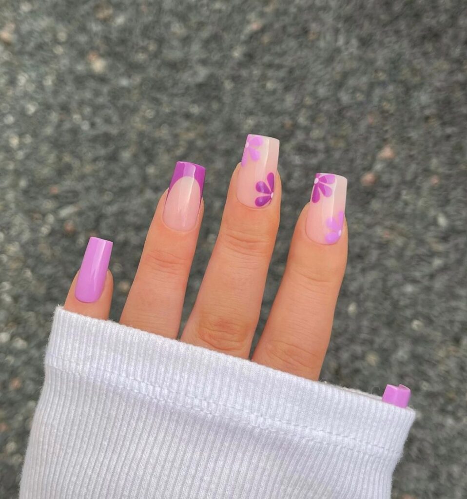 Coffin Purple Nail Designs