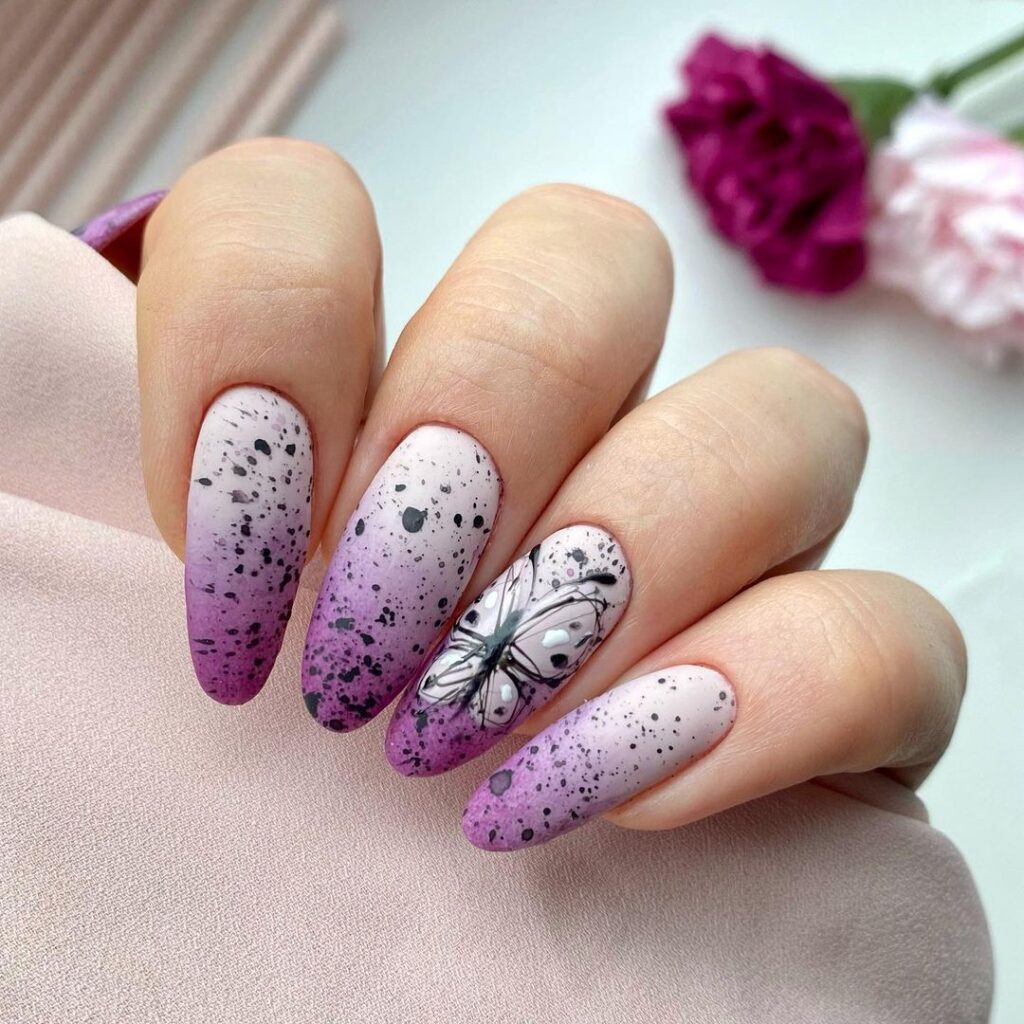 Black & Purple Nail Design