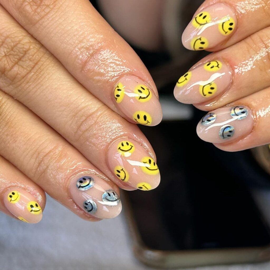 Smiley Face Nail Design