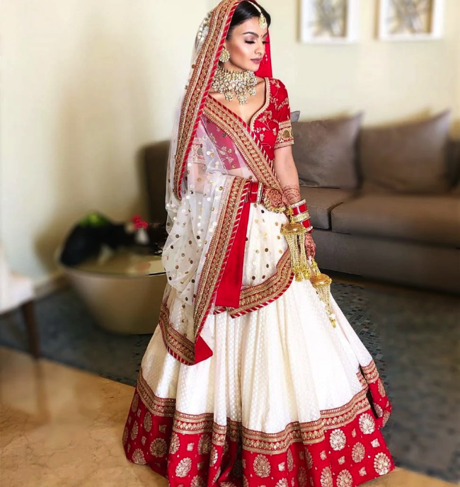 Red & White Bridal Lehenga