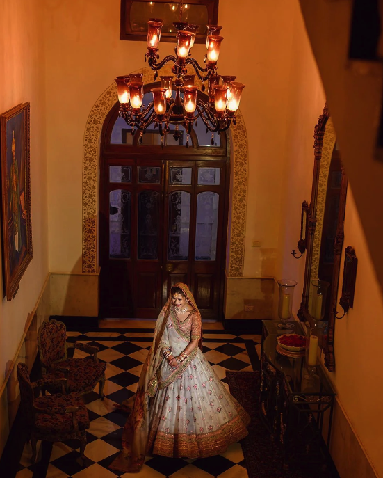 White Lehenga Bridal Look