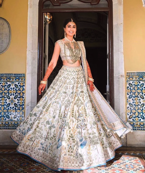 Buy Golden Net Off white Organza Embroidery Lehenga with Choli Organza  Dupatta for Girls Online
