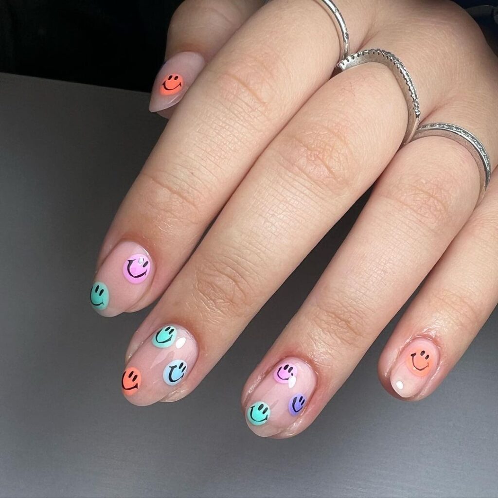 Smiley Face Nail Design