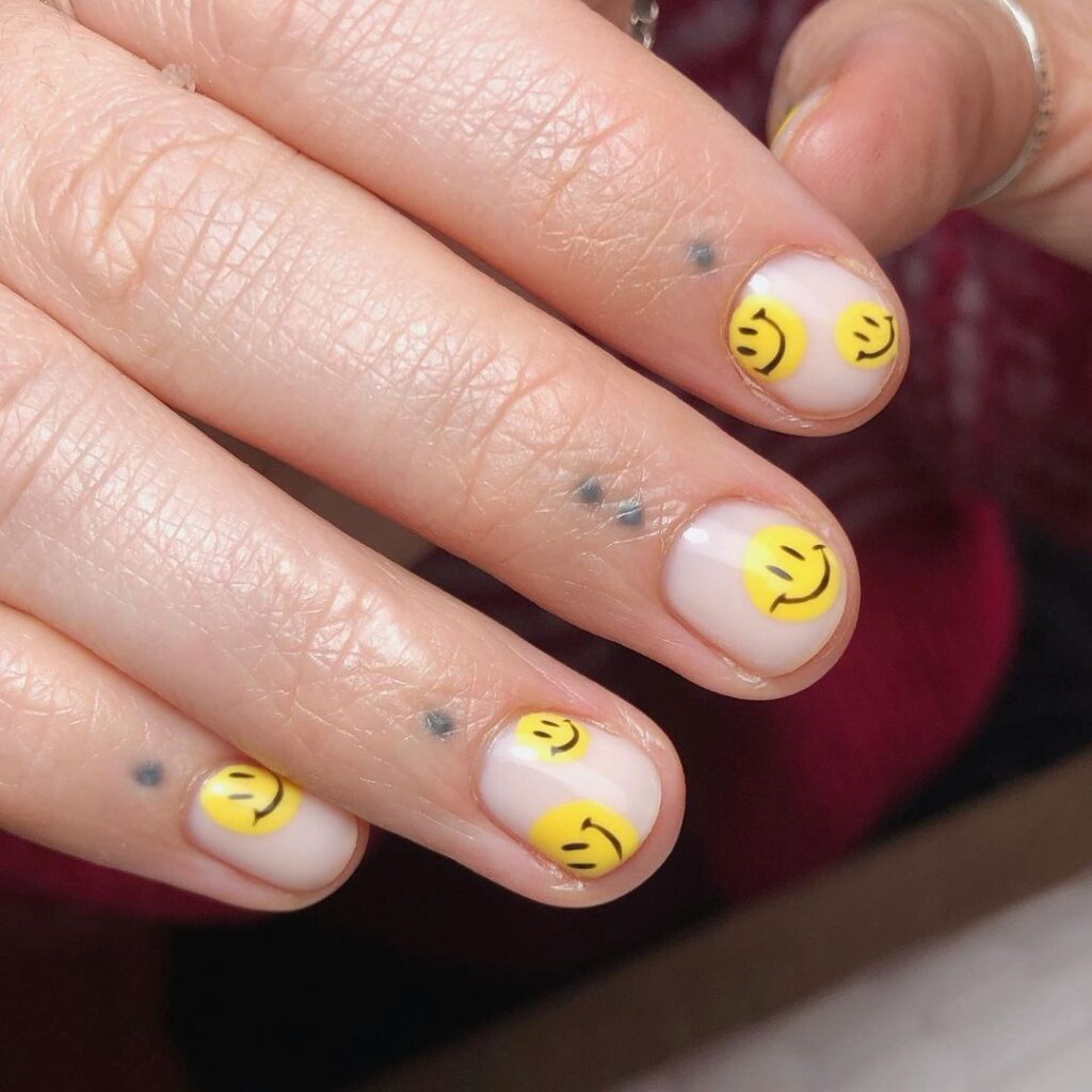 Cute Smiley Face Nails