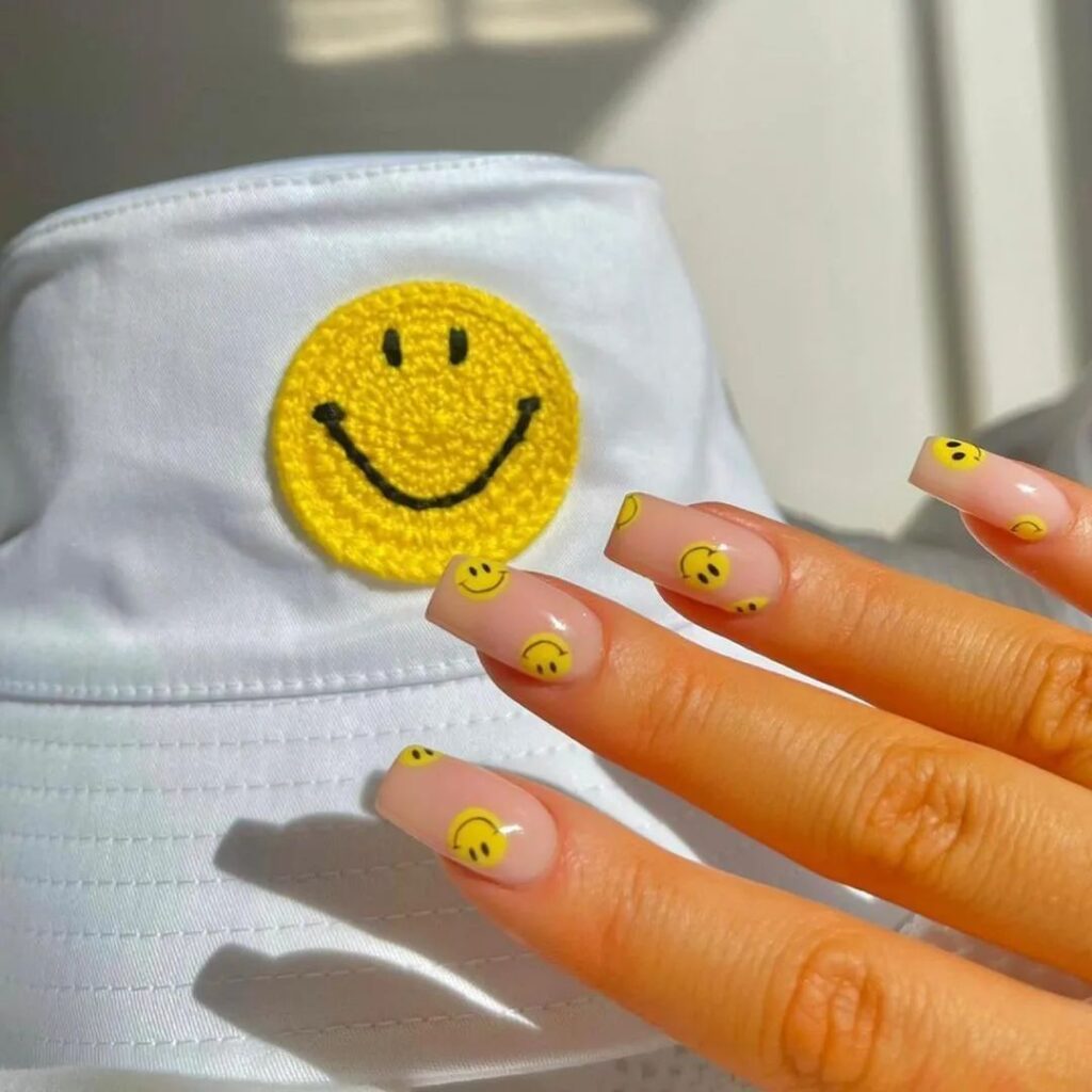 Cute Smiley Face Nails