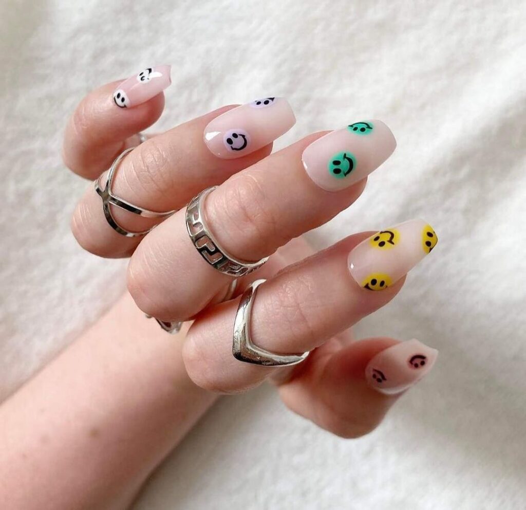 Smiley Face Nails Design