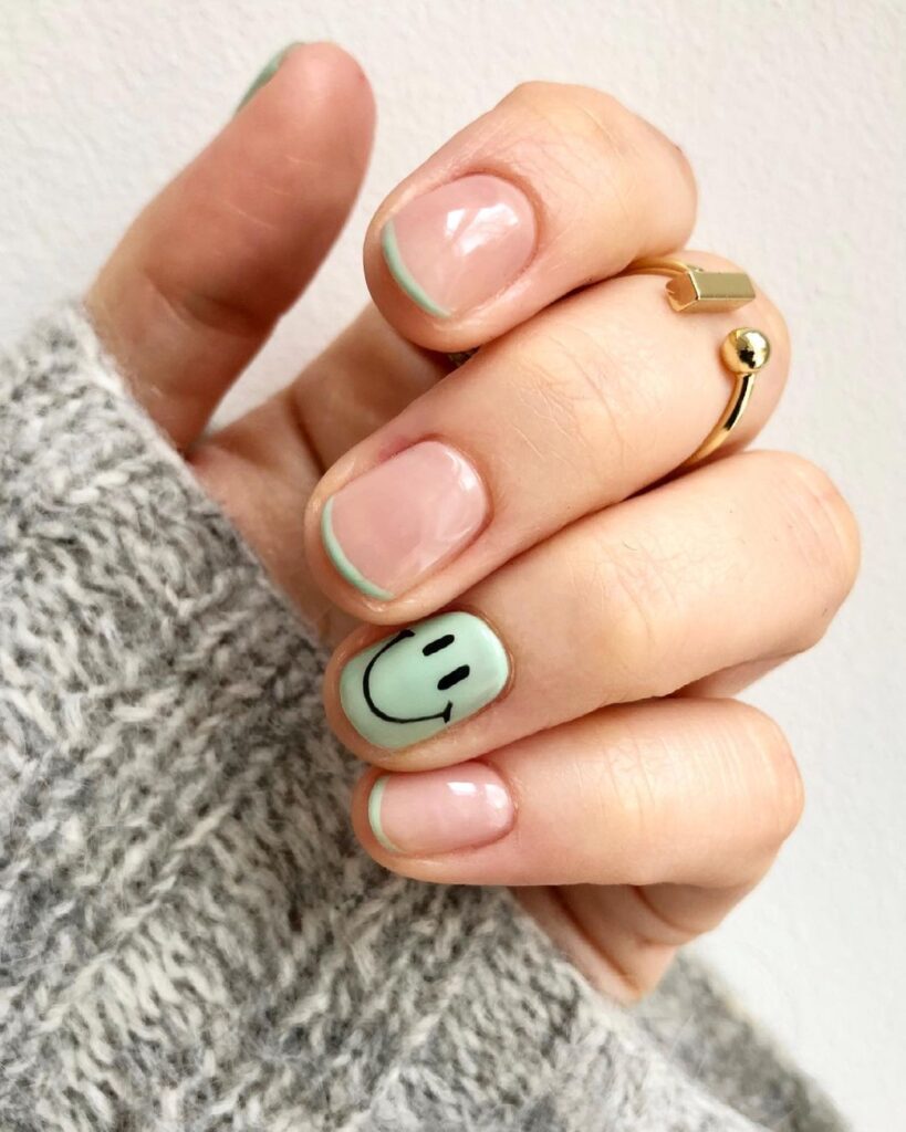 Smiley Face Acrylic Nails