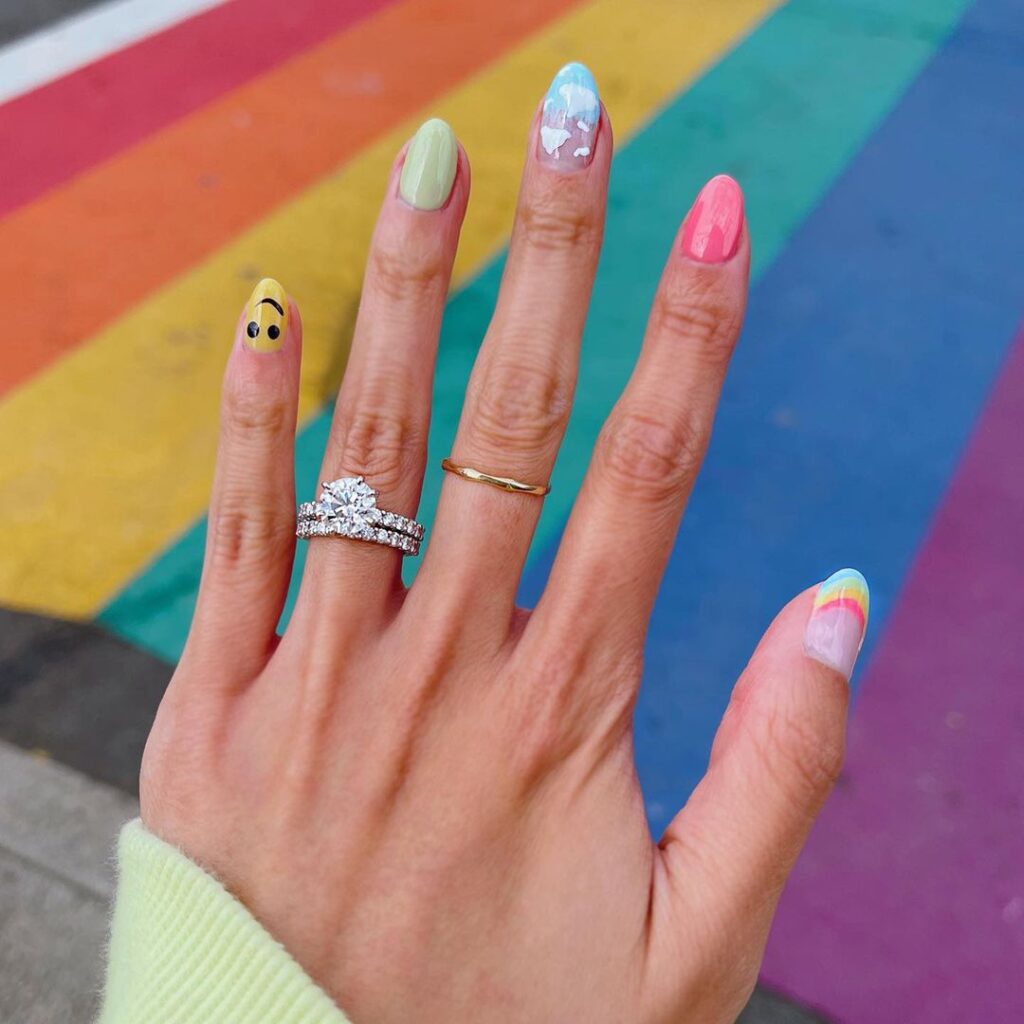 Smiley Face Acrylic Nails