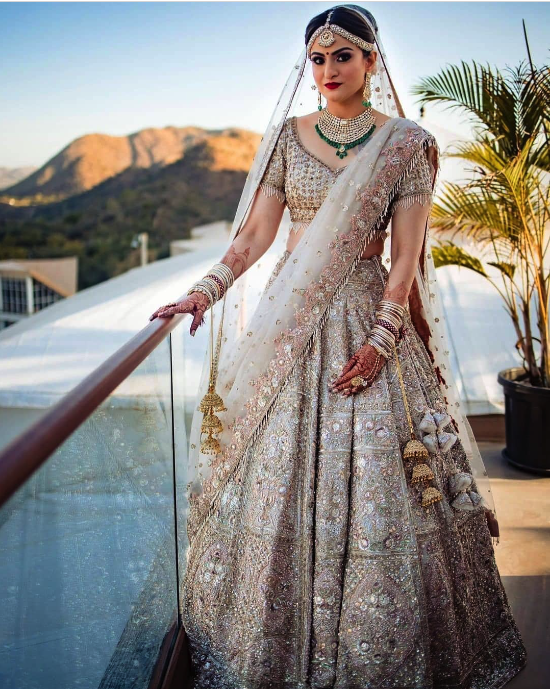 Modern White Bridal Lehenga