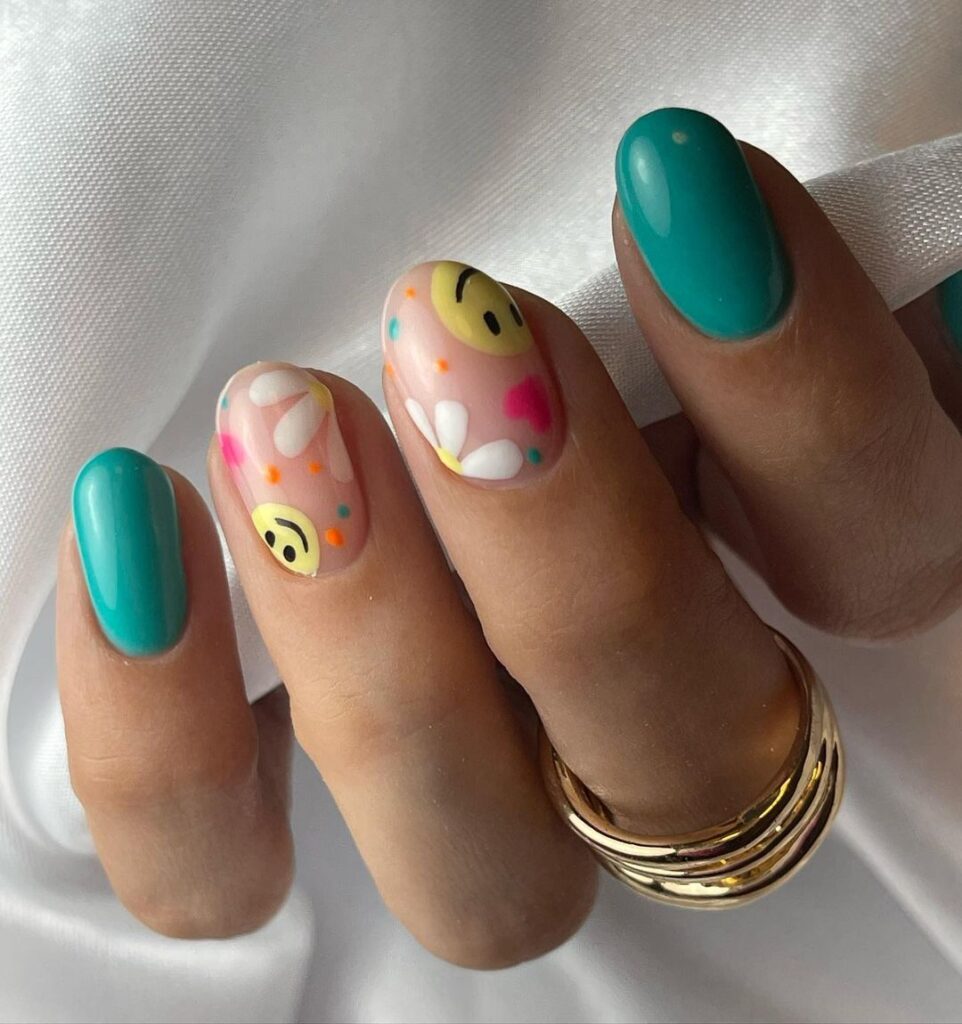 Smiley Face Nail Design