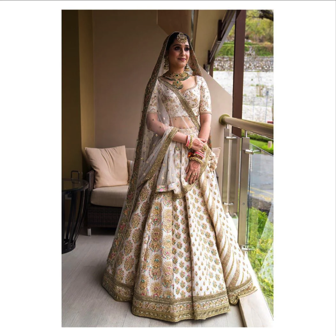 White & Golden Bridal Lehenga