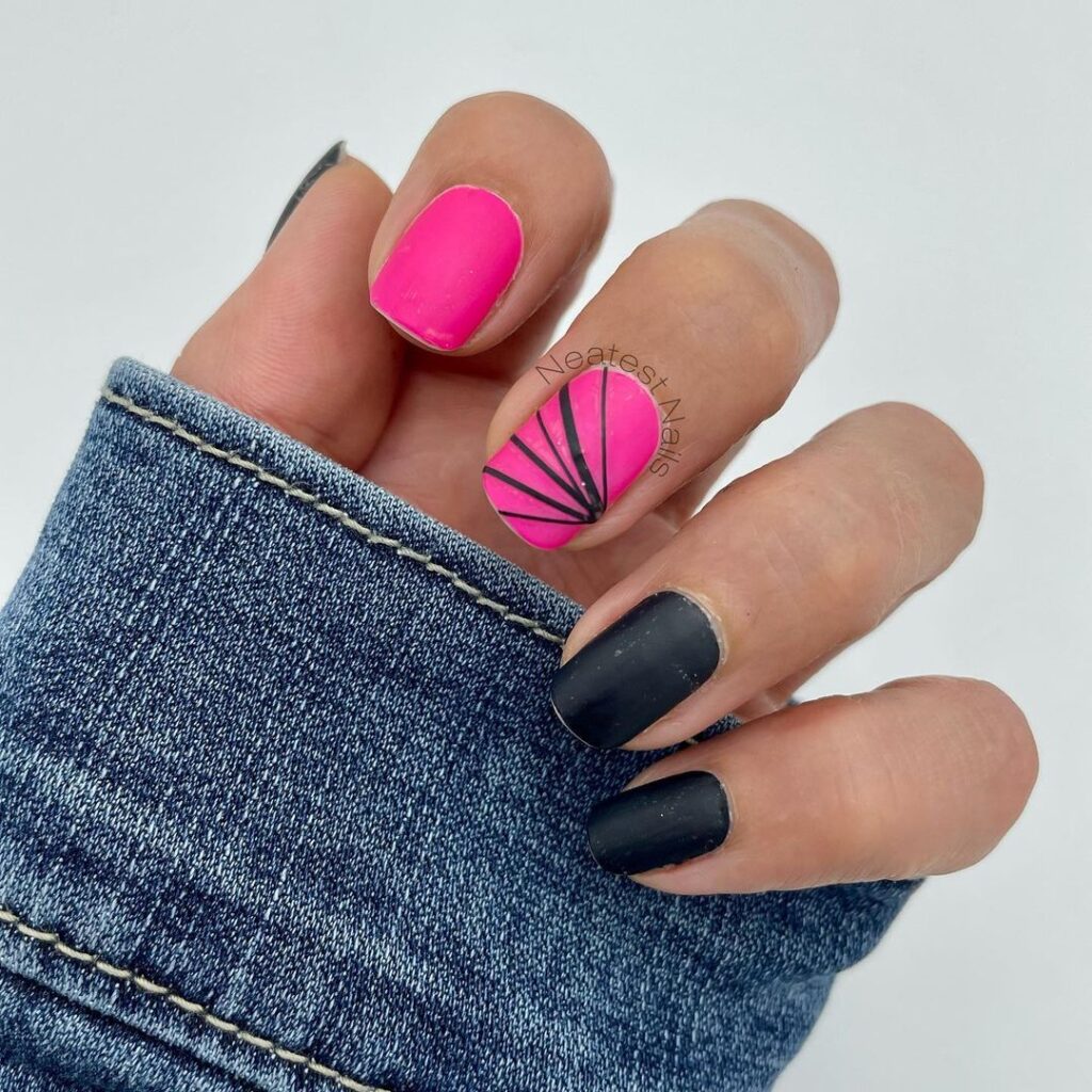 Hot Pink And Black Nail Designs