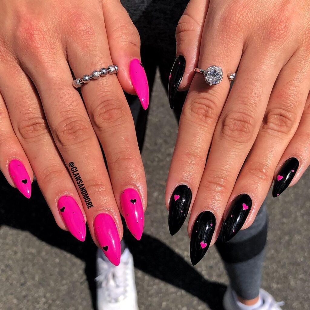 Hot Pink And Black Nail Designs