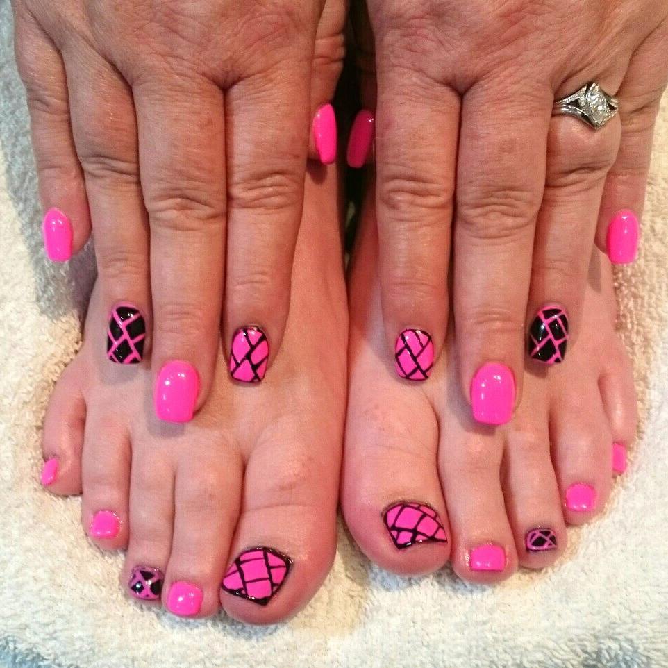 Black And Hot Pink Nail Designs