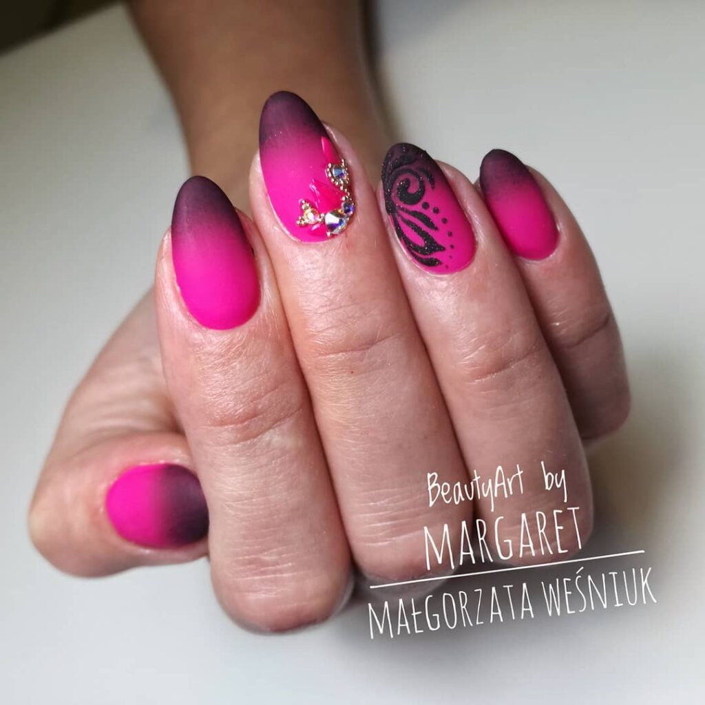 Black And Hot Pink Nail Designs