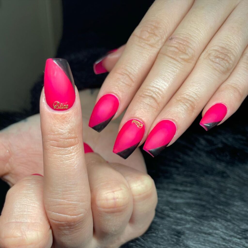 Black And Hot Pink Nail Designs