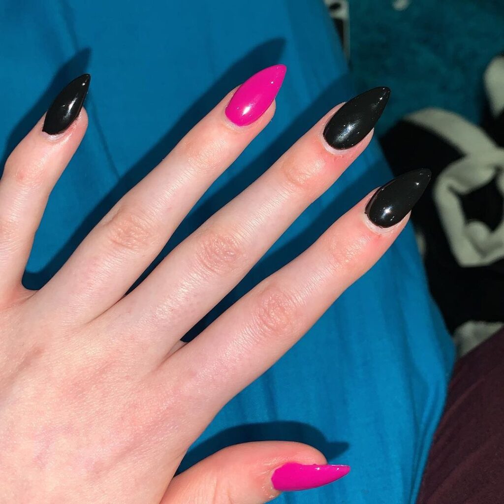 Black And Hot Pink Nail Designs