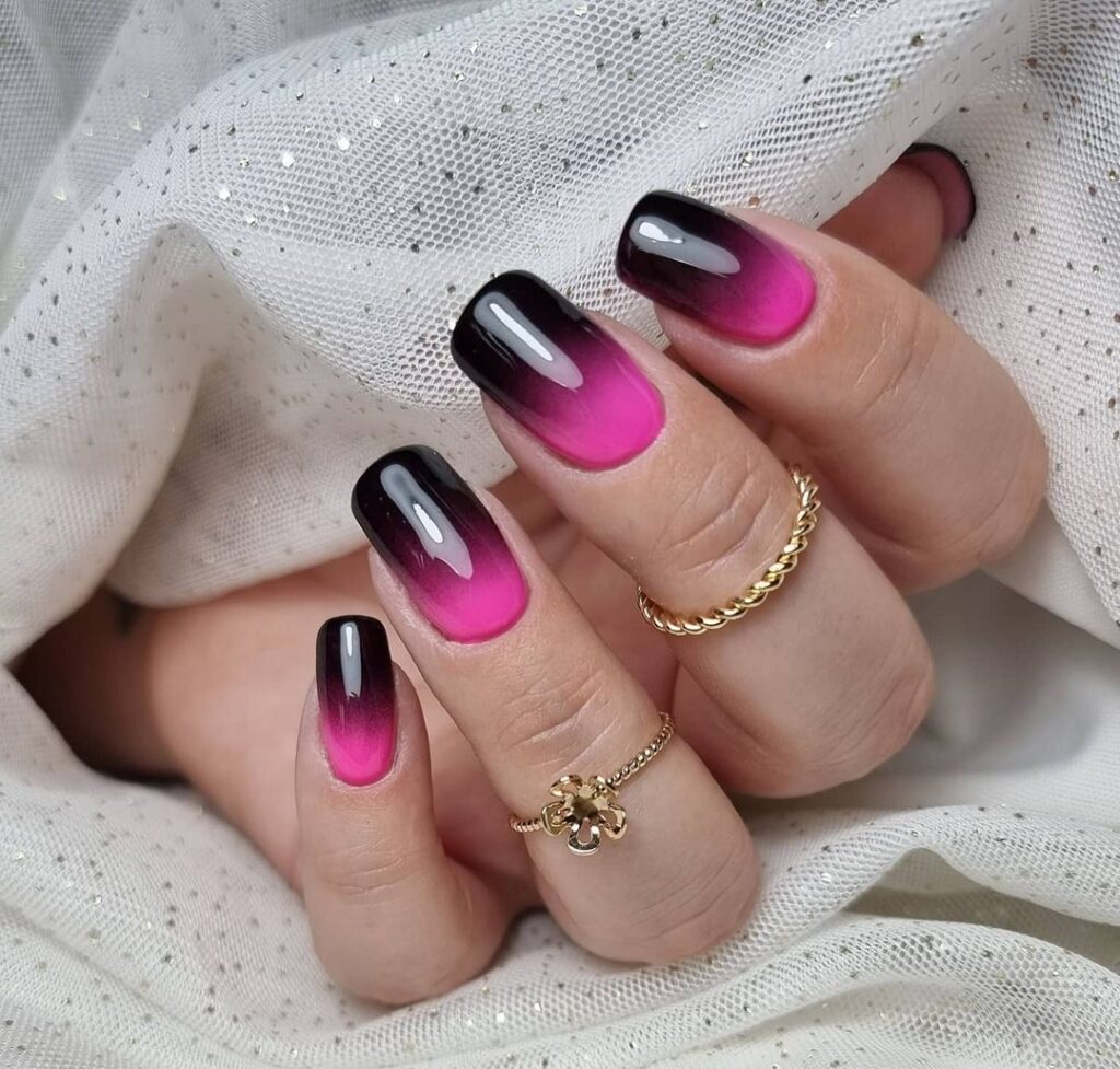 Hot Pink And Black Nail Design 2023