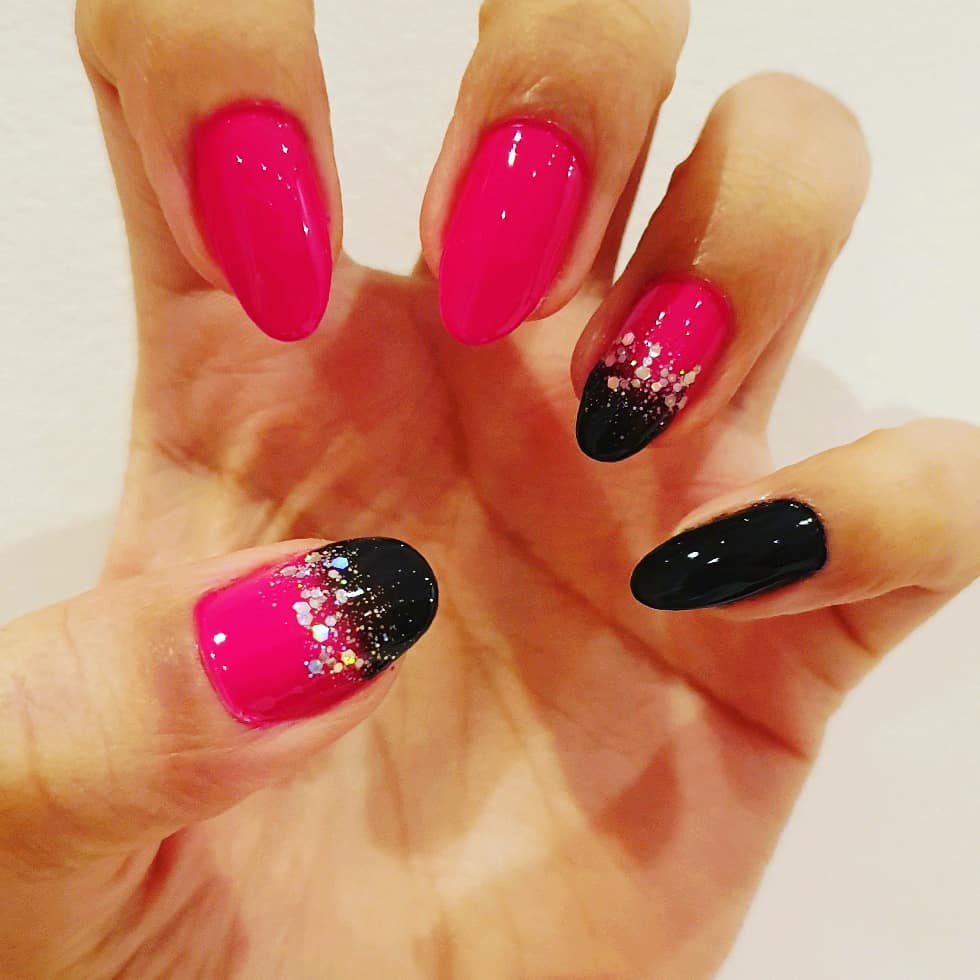 Hot Pink And Black Nail Design 2023