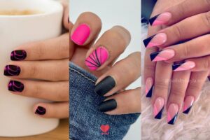 Hot Pink And Black Nail Designs
