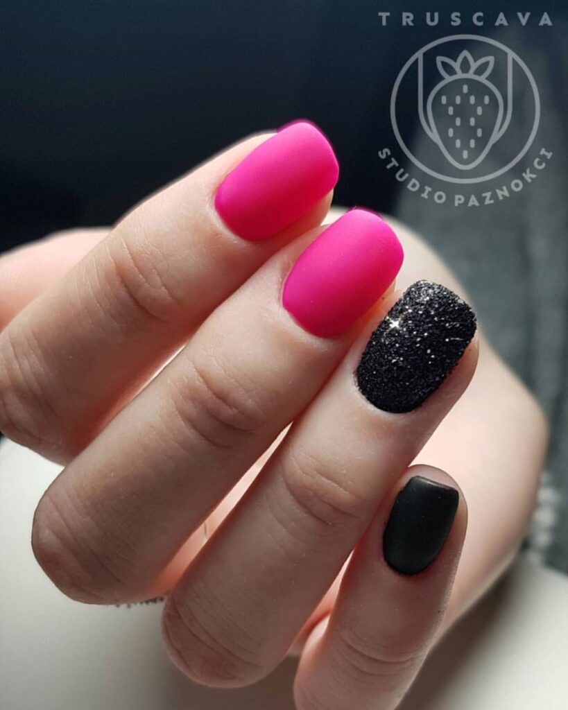 Hot Pink And Black Nail Designs