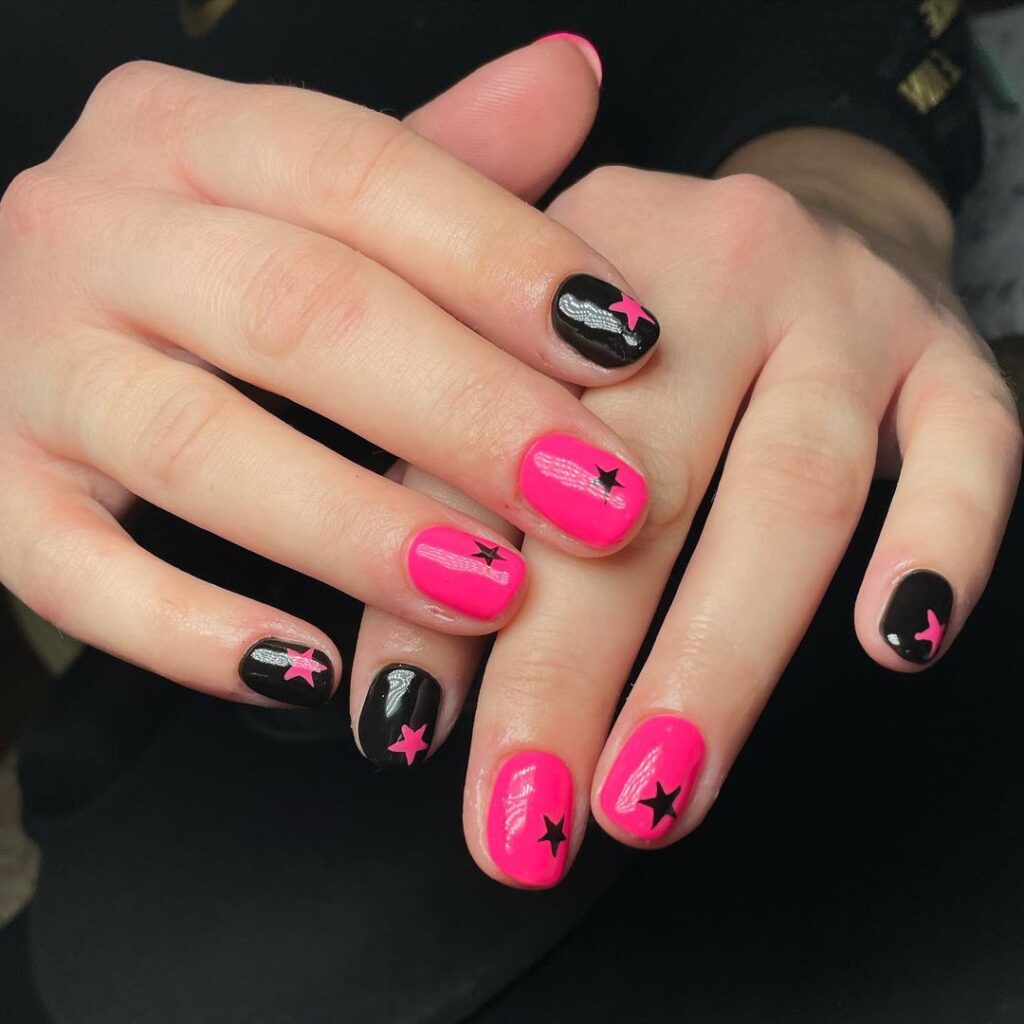 Black White And Hot Pink Nail Designs