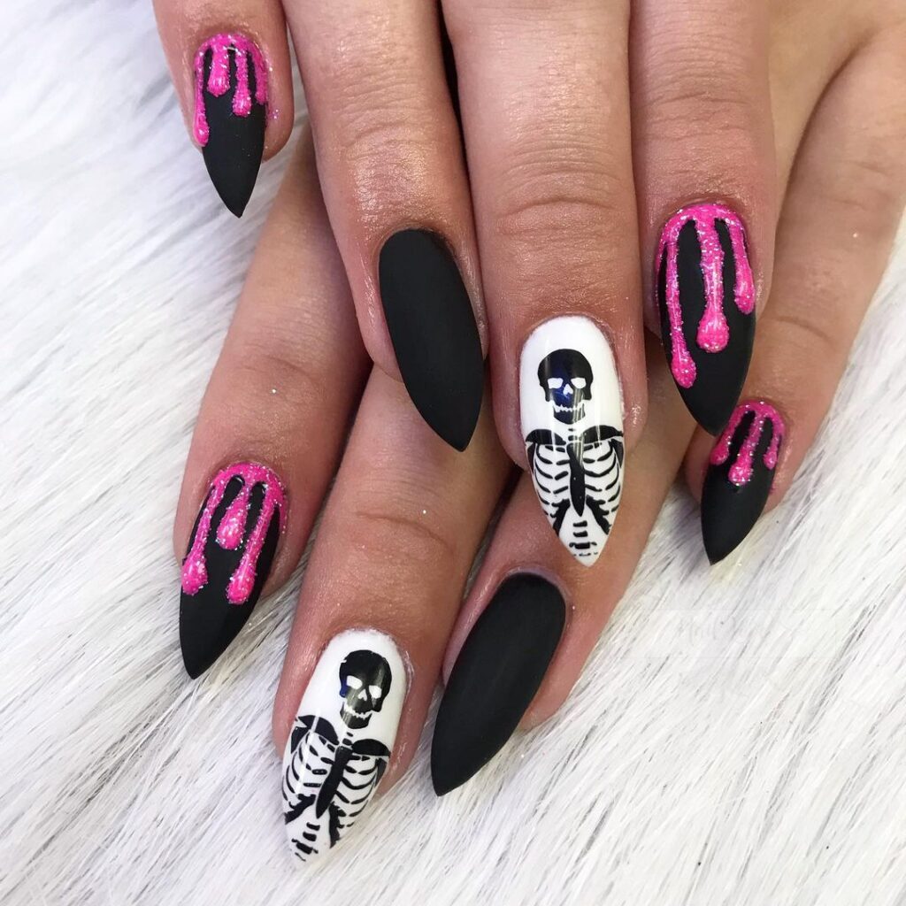 Black White And Hot Pink Nail Designs
