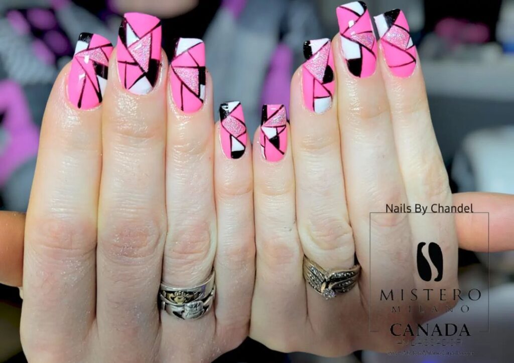 Hot Pink And Black Nails