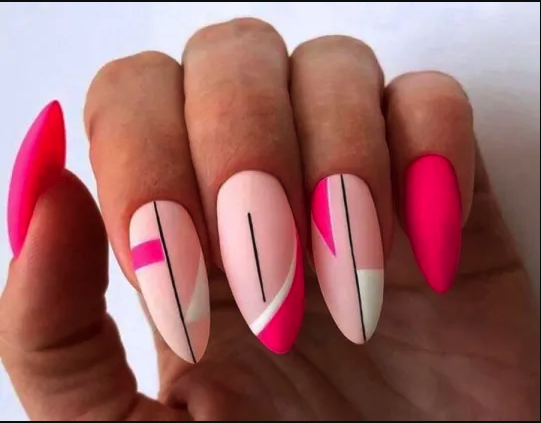 Hot Pink And Black Nail Ideas