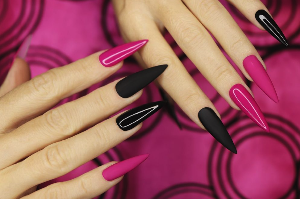 Hot Pink And Black Nail Ideas