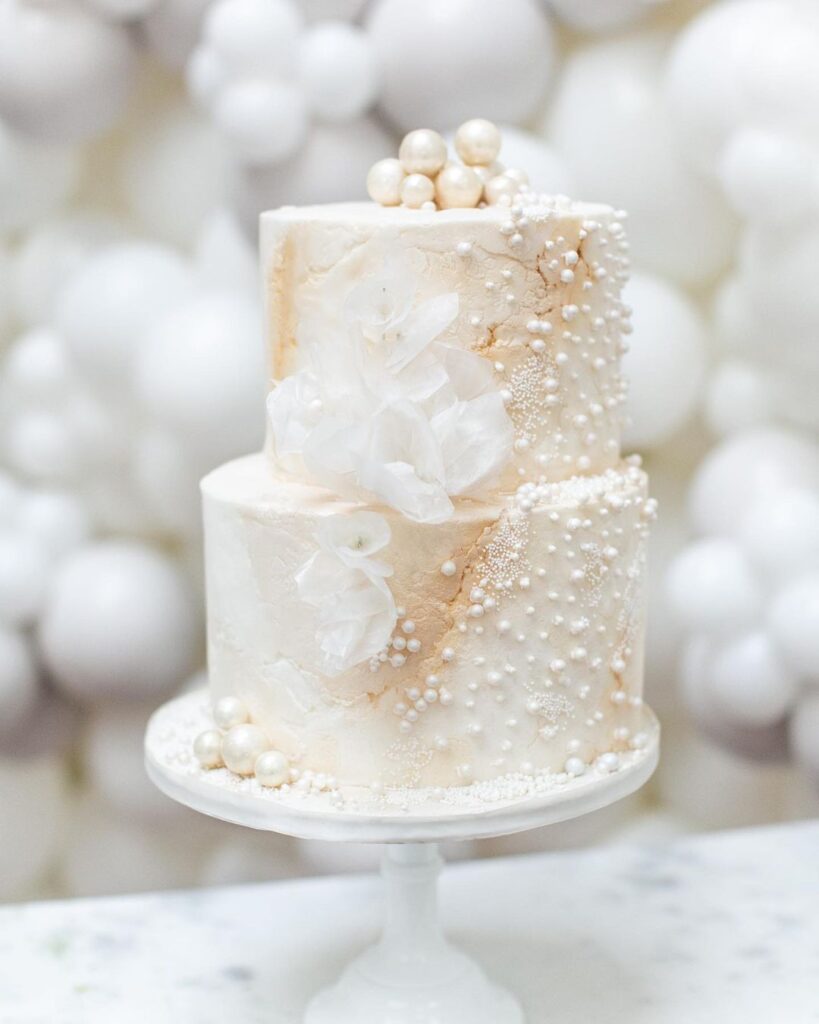 Pearl And Lace Wedding Cake