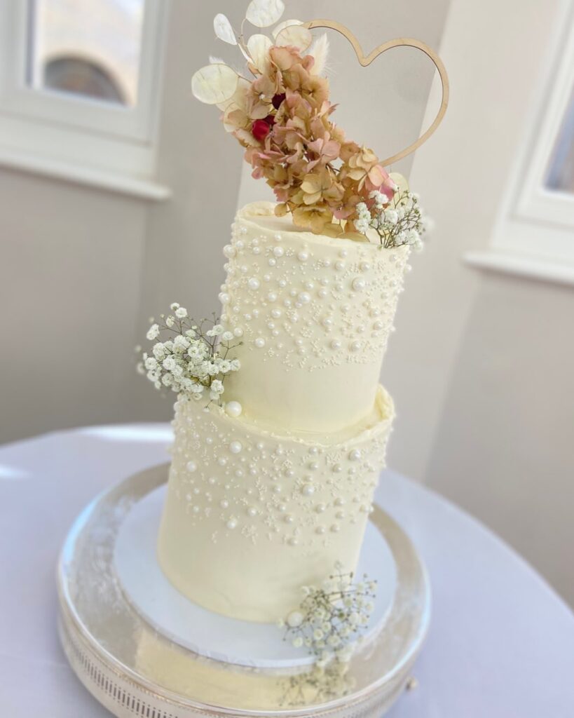 Pearl And Lace Wedding Cake