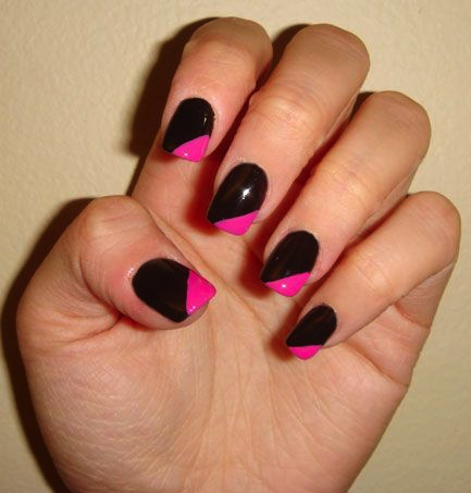 Light Pink And Black Nail Designs