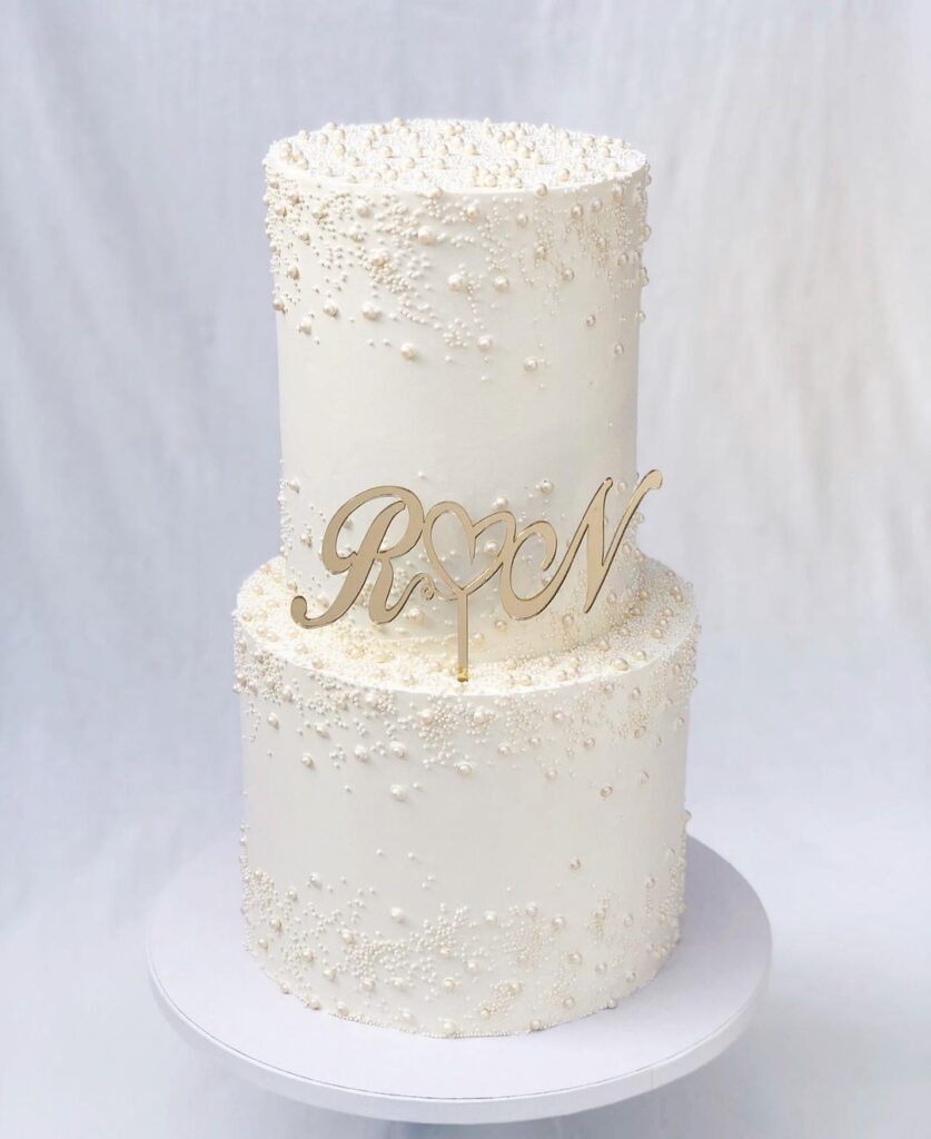 Pearl Monogram Wedding Cake Topper