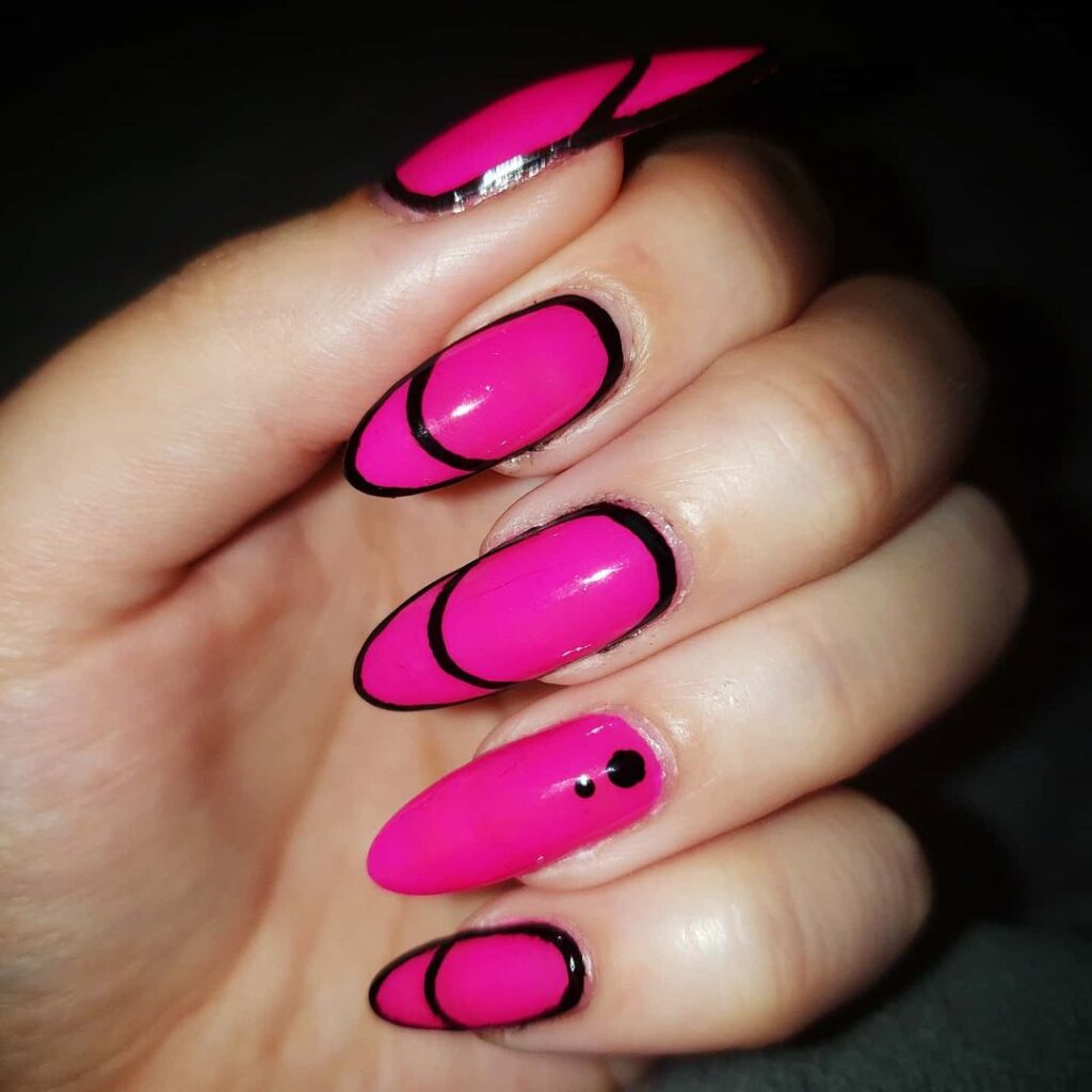 Hot Pink And Black Nail Designs