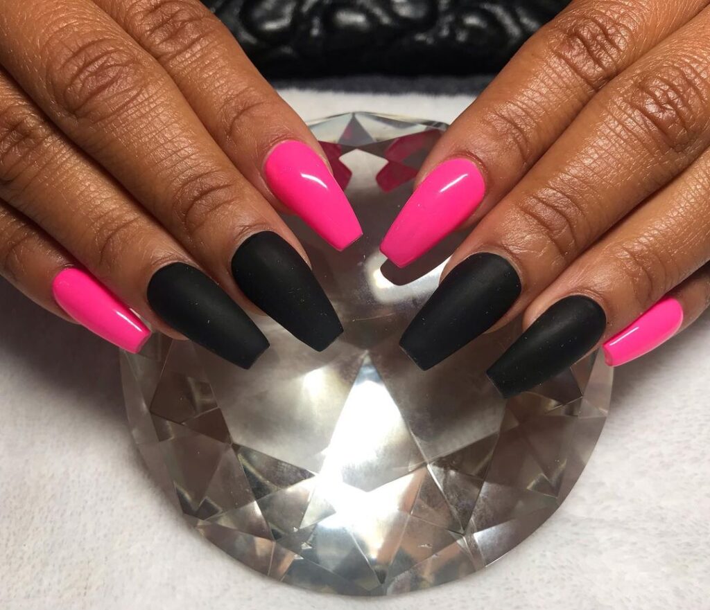 Hot Pink And Black Nail Designs