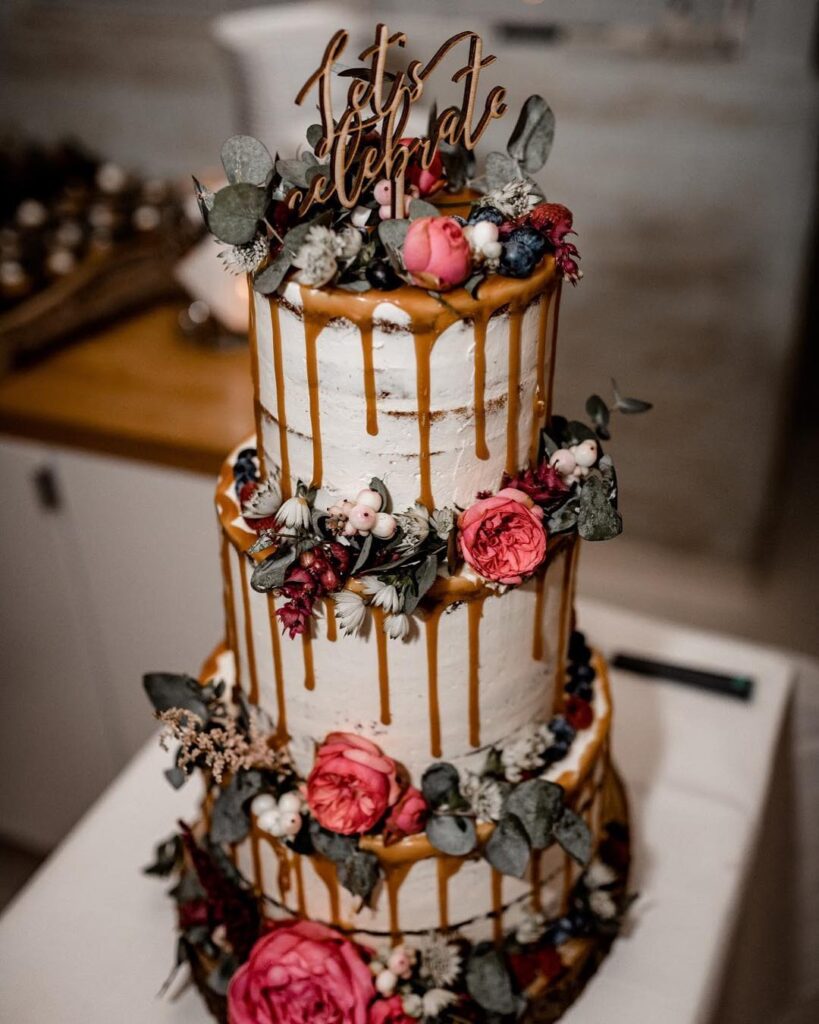 Simple Eucalytpus Wedding Cake