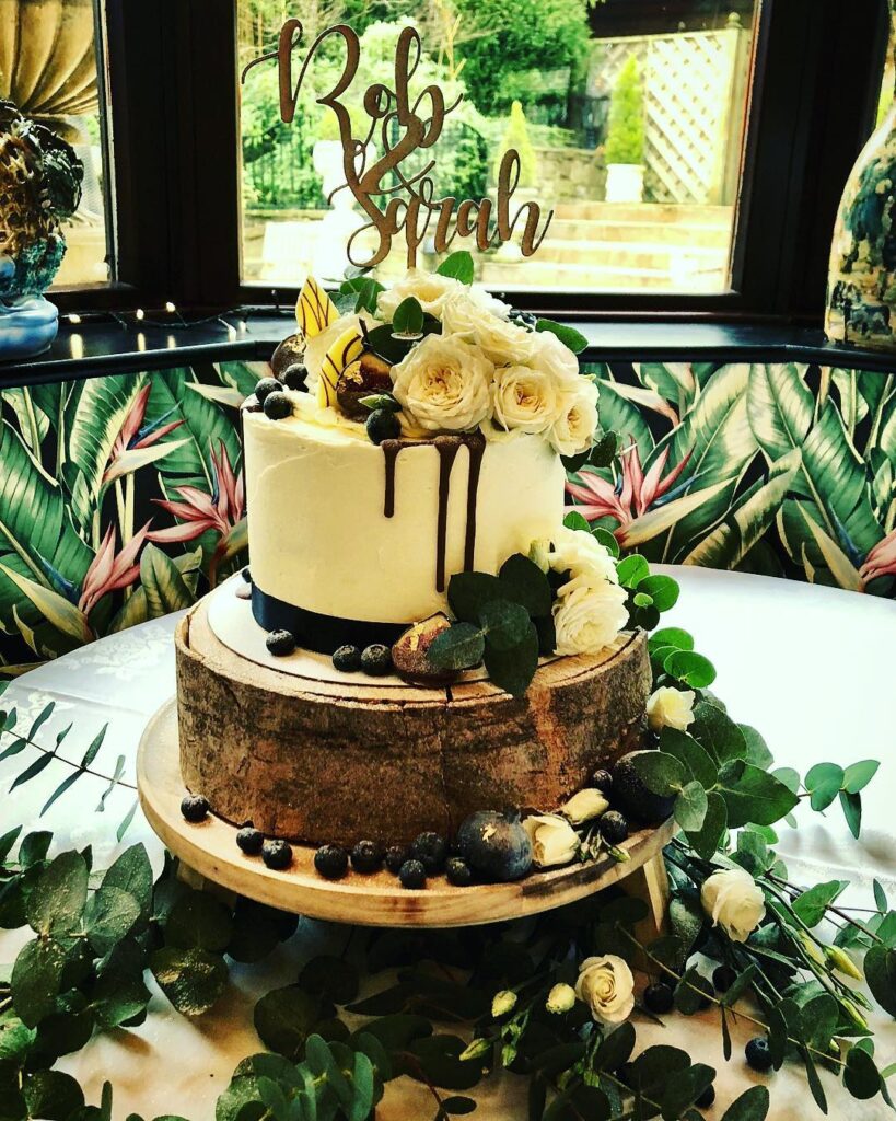 Simple Eucalytpus Wedding Cake