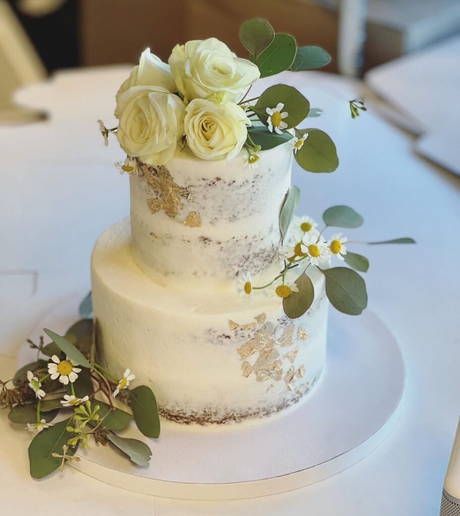 Simple Eucalytpus Wedding Cake