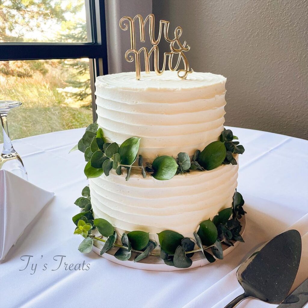 Eucalyptus Leaves On Wedding Cake