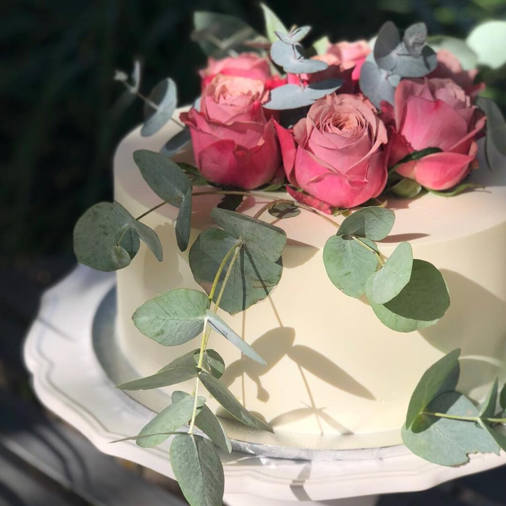 Eucalyptus Leaves On Wedding Cake