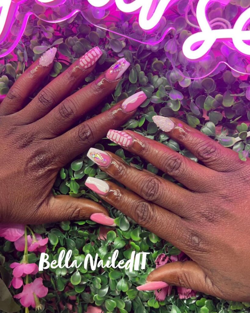 White And Pink Nail Designs