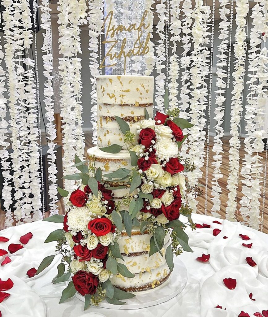 Simple Eucalyptus Wedding Cake