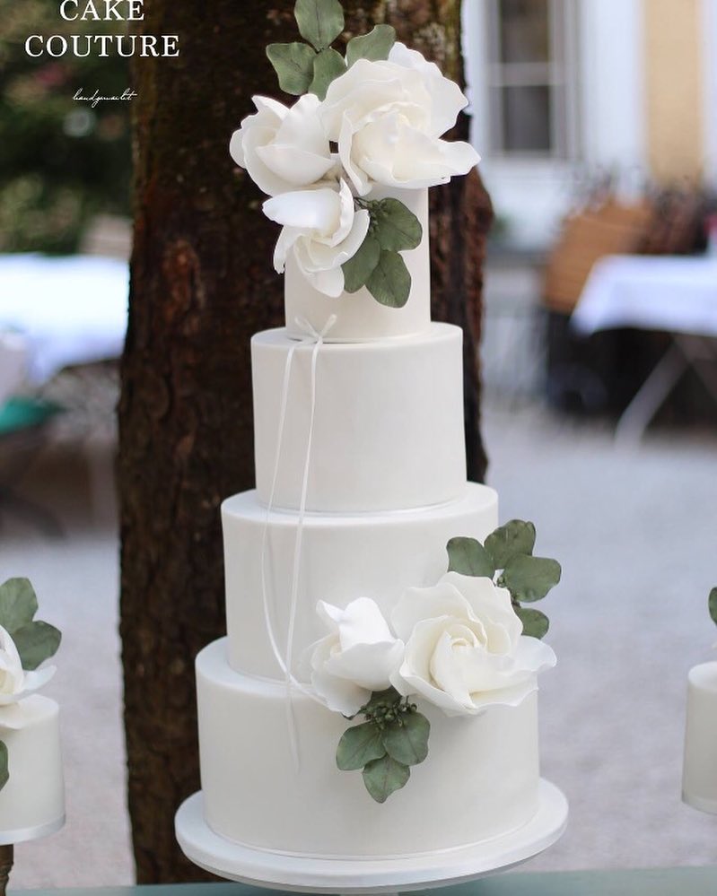 Simple Eucalyptus Wedding Cake