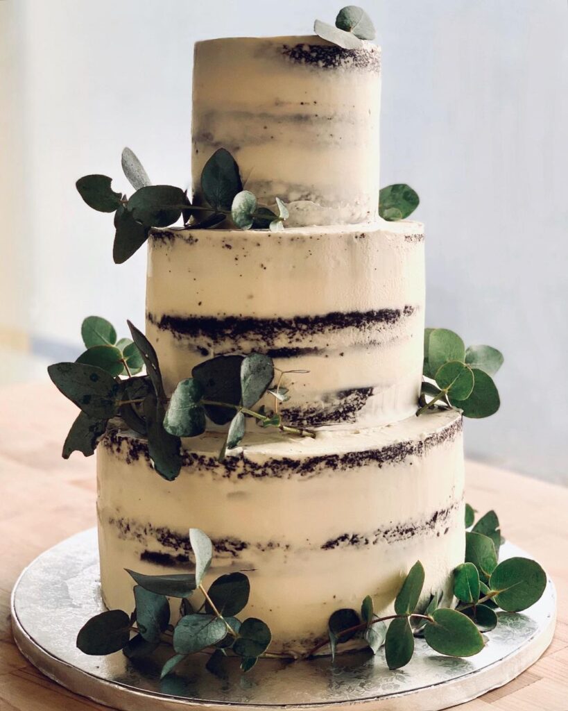 Simple Eucalyptus Wedding Cake