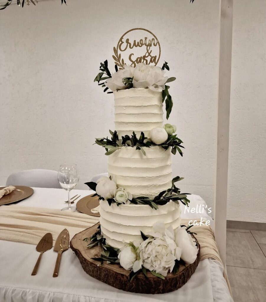 Naked Wedding Cake With Eucalyptus